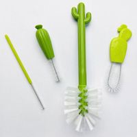 Ensemble de brosses de nettoyage pour bouteilles d'eau avec manche en bois de cactus pour les couvercles de tasses, les espaces et les biberons