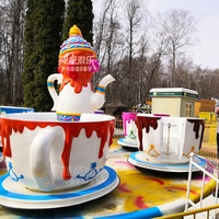 Manège Tasse à Café Rotative en Fibre de Verre et Acier pour Parc d'Attractions