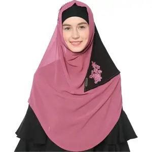 Lunuxy chiffon hijab embroidered chiffon hijabs to put on high Scarf quality premium korean chiffon shawl hijab for muslim women