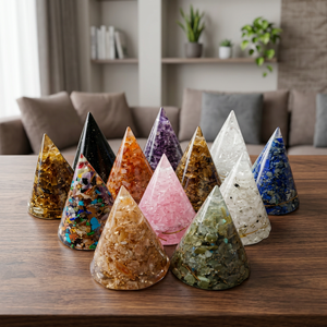 Mixed <b>Crystal</b> Cone Pyramids Polished Natural Stones 70-75mm Home Decoration Pyramid Shapes - Product Image 1