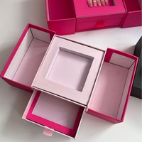 Boîte d'emballage haut de gamme pour accessoires de nail art, boîte cadeau portable, carton de présentation, rangement d'outils, double tiroir, logo personnalisé, estampage à chaud