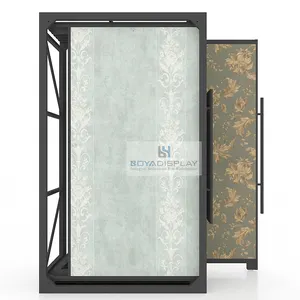 Customized Size Push Pull Type Sliding Wallpaper Stick to Board Display Rack Stands For Showroom