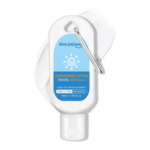 Halorinna 50ml Lotion solaire format voyage SPF50+ PA+++ Crème solaire portable avec mousqueton Crème solaire hydratante naturelle - Product Image 1