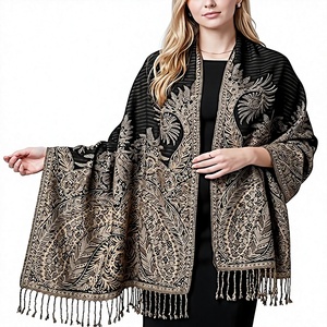 Trendy Striped Cashmere Long <b>Wrap</b> <b>Shawl</b> for Women with Fringe Trim for Travel Party Everyday Fashion - Product Image 5