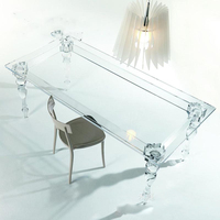 Luxuriöser Maßgefertigter Transparenter Acryl-Esstisch für 12 Personen Großer Kristall-Hochzeitsbankett-Tisch für Party-Events Glasplatten-Schreibtisch