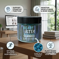 Gummies de créatine monohydrate végétaliennes à marque privée, sans sucre, saveur framboise bleue, complément alimentaire facile à mâcher pour la musculation