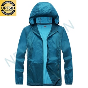 Veste coupe-vent imperméable à capuche pour homme, haut de gamme, avec logo personnalisé, patchwork, automne, protection solaire - Product Image 6