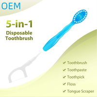 Brosse à dents à double tête avec perles de thé vert menthe, cure-dents et fil dentaire, poils souples et fins, haleine fraîche, OEM ODM, saveurs multicolores
