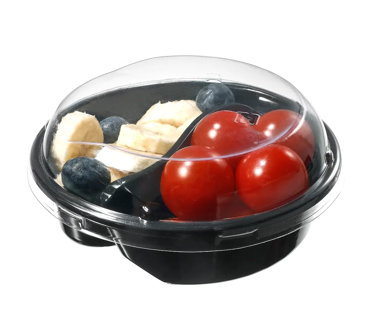 Два отдельных одноразовых круглых контейнера для салата, пластиковый лоток для фруктов, домашних животных, коробка для упаковки овощей на вынос