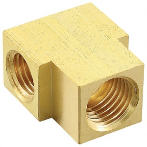 Conector en T de línea de freno chapado en aleación forjada OEM, con abocardado invertido de 1/4" y 3 puertos, y conexiones de compresión inversas métricas macho SAE - Product Image 2