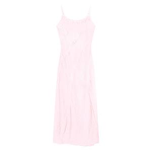 Vestido Largo de Gasa Rosa con Tirantes Finos y Estampado Floral, Cintura Natural, Corte Regular, Ideal para Fiestas y Celebraciones - Product Image 5