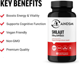 Capsules de Shilajit bien conçues réduisent la fatigue Capsule de magnésium Ashwagandha de supplément de Shilajit de l'Himalaya - Product Image 5
