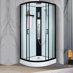 Chine luxe aluminium noir vapeur hydro massage cabine de douche en verre trempé cabine de douche dans la salle de bain avec siège