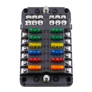 Car Boat Fuse Box Holder With 6 Ways 12 Ways Blade Fuse Holder Block Warning Indicator 12V 36V Power Distribution Panel Board