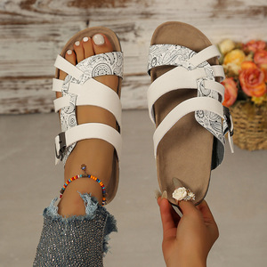 <span class=keywords><strong>Sandalias</strong></span> Étnicas Africanas de Moda con Tacón Plano de Corcho, Hebilla Grande, Talla Grande, Únicas para <span class=keywords><strong>Mujer</strong></span>, para <span class=keywords><strong>Fiesta</strong></span> - Product Image 4