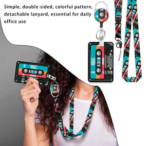 Cross-border recorder carabiner badge scroll keychain polyester detachable lanyard card holder double-sided UV printing in stock - Product Image 4