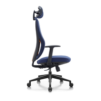 Chaise de bureau exécutive ergonomique moderne pour la maison, dossier haut inclinable, entièrement noire, en tissu confortable, hauteur réglable, pivotante à 360°