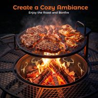 Barbecue portable multifonction à 2 brûleurs pour extérieur, en acier au carbone, finition noire thermolaquée, robuste