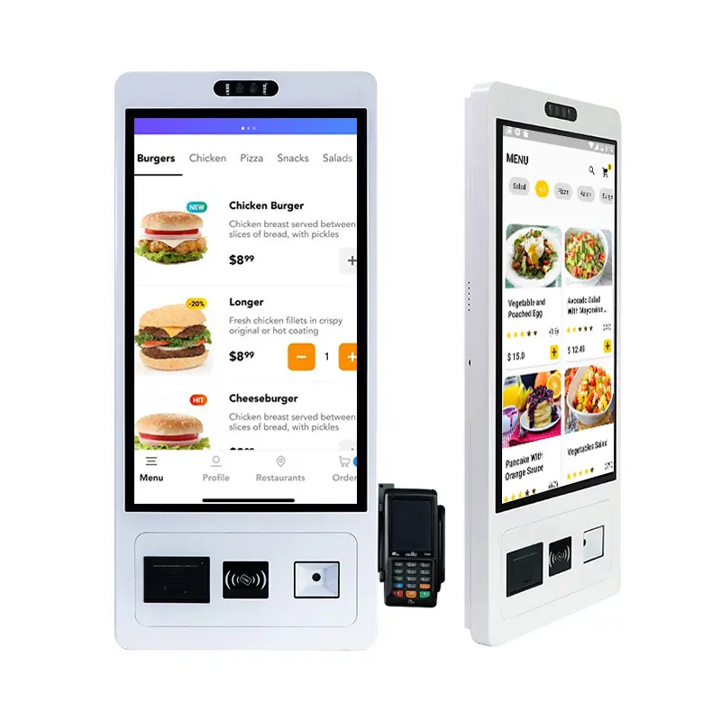 21.5 Inch Wall Mount Android System Self Service Touchscreen Terminal Payment Kiosk With Printer QR Code POS Stand Optional