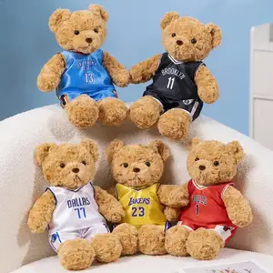 Venta al por mayor personalizado mascota deportes recuerdo equipo de baloncesto oso de peluche con camiseta
