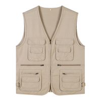 Gilet de pêcheur multi-poches avec logo de dessin animé Gilet pour pêche, randonnée, journaliste, photographie, camping, safari, hommes
