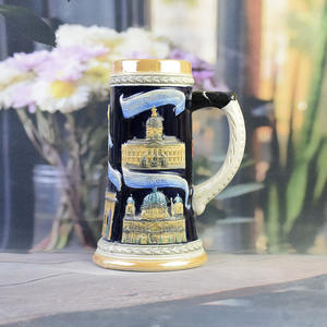 Chope à bière en céramique classique allemande Porte de Brandebourg Berlin Emblème de l'ours Souvenir de collection Tasse à vin Bière Cadeau pour bar à domicile - Product Image 4