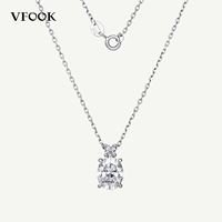 Collier pendentif VFOOK en moissanite taille ovale exquise, étincelant, en argent sterling 925, idéal pour les soirées
