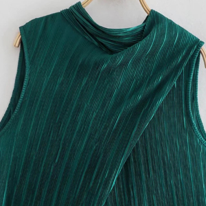 Fashion Custom Damen bekleidung 2-teiliges Set Damen weste Ärmelloses langes Hosen-Outfit Falten Freizeit kleidung Plissee Damen-Sets - Product Image 4