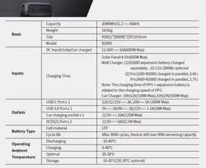 Station d'alimentation portable LiFePO4 avec <span class=keywords><strong>batterie</strong></span> externe solaire et onduleur à onde sinusoïdale pure pour les situations d'urgence familiales, le <span class=keywords><strong>camping</strong></span> et les <span class=keywords><strong>camping</strong></span>-cars - Product Image 6