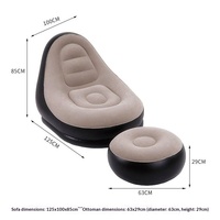 Fauteuil gonflable relaxant en PVC floqué respirant, pliable avec repose-pieds, pour la sieste