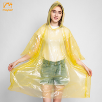 Poncho de pluie jetable promotionnel avec logo imprimé Vêtements de pluie à capuche pour une personne pour les activités de plein air comme la randonnée