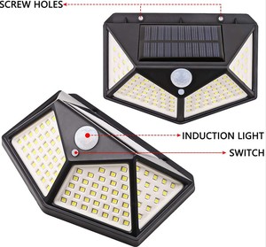 Luzes Solares de <span class=keywords><strong>100</strong></span> LEDs, Luz de Segurança Sem Fio à Prova d'Água com Sensor de Movimento, Luz de Parede Externa para Jardim - Product Image 3