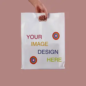 Custom Die Cut Printed Merchandise Punch Clear Plastic Shopper Handle Bag Merchandise Punch