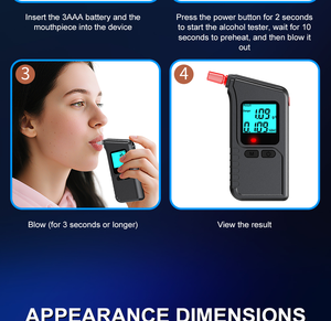 Xách tay Độ chính xác cao phân tích khí mới thổi không khí tính năng cho say rượu lái xe phát hiện độ chính xác cao rượu Tester - Product Image 6
