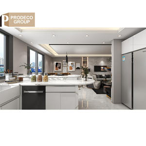 Meubles de personnalisation Prodeco White Designs gratuits Armoire d'îlot de cuisine double face de luxe <span class=keywords><strong>en</strong></span> <span class=keywords><strong>ligne</strong></span> pour projet - Product Image 2