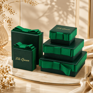 Luxury Bow Tie Jewelry Gift <b>Box</b> with Ribbon Square Packaging Case for Ring Necklace <b>Earring</b> Presentation and Brand Collection - Product Image 1