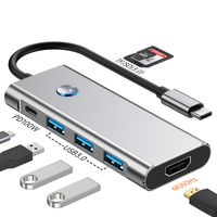 Hub USB 3.0 7 en 1 avec station d'accueil HD 4K 60Hz, hub de type C, USB-A, PD 100W, adaptateur SD TF 3.0 pour MacBook PC en stock