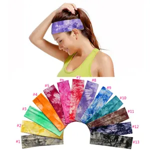 Neue Tie-Dye Sweat Cotton Stretch Stirnband DIY farbig bedruckte Frauen Sport Yoga elastische Haar bänder für Haarschmuck Turban