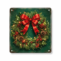 Plaque en métal personnalisée OEM Père Noël 8x12 pouces, Décoration murale vintage de Noël, Affiche rétro pour la maison, la cuisine, le bar, l'usine, Vente en gros