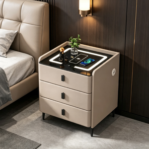 Multifunctional Smart Bedside Cabinet Wireless Charging Nightstand <strong>with</strong> Touch 3 Color Light Modern Minimalist Bedroom <strong>Side</strong> <strong>Table</strong> - Product Image 2