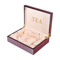 Boîte Cadeau de Luxe en Bois Poli avec Logo Personnalisé, Boîte d'Emballage Rectangulaire à Charnière en MDF pour Thé, Idéale pour Festival du Thé, OEM ODM