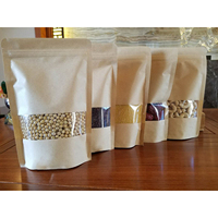 Pochettes autoportantes en papier kraft brun classique écologiques avec fermeture éclair, thermoscellables et fenêtre pour l'emballage alimentaire du sucre