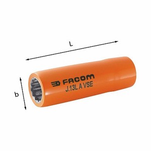 Douille Facom 3/8 pouces 19 mm hexagonale qualité industrielle J.13L.A VSE - Product Image 1
