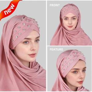 Pañuelo de Tres Capas con Diseño de Puntos, Acrílico y Satén, con Tiras Cruzadas, para Mujeres Musulmanas del Medio Oriente, Venta al Por Mayor, Nueva Moda - Product Image 2