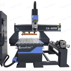 ความแม่นยําสูง 600*900 มม.6090 ขนาดเล็ก CNC Router 4 แกนไม้เครื่องกัดโรตารี่ระบบ