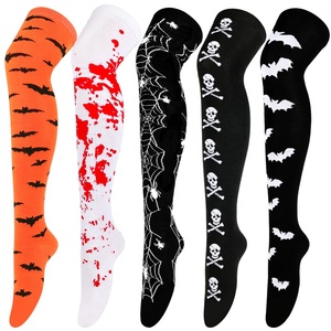<span class=keywords><strong>Medias</strong></span> de Cosplay para Halloween, mujeres y niñas, calcetines de fiesta por encima de la rodilla con patrón de <span class=keywords><strong>esqueleto</strong></span> de murciélagos sangrantes - Product Image 1