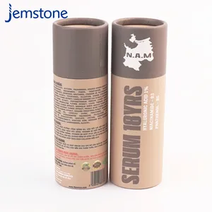 Print Eco-friendly Brown Kraft Cardboard Serum Cosmetic Perfume Bottle Cylinder Box Packaging Skincare Essential oil Paper Tube - Product Image 1