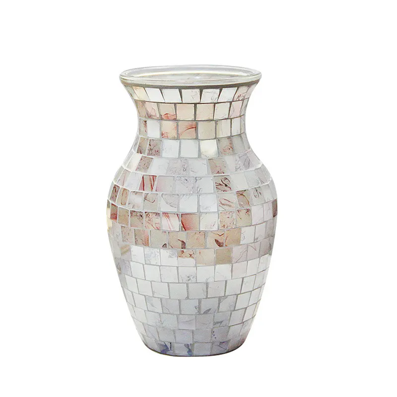 2023 nouvel arrangement de fleurs de style bohème nordique, ornements de mosaïque multicolore faite à la main, magnifique vase en verre