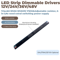 Pilote LED 5-en-1 Triac & 0-10V à tension constante Dimmable pour bandes lumineuses 12V 24V 36V 48V Compatible avec