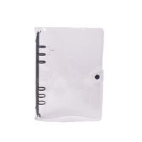 Protège-cahier transparent en PVC à 6 anneaux, rechargeable, avec fermeture à pression, A5/A6, pour journal créatif, agenda, fournitures de bureau et scolaires, cadeau